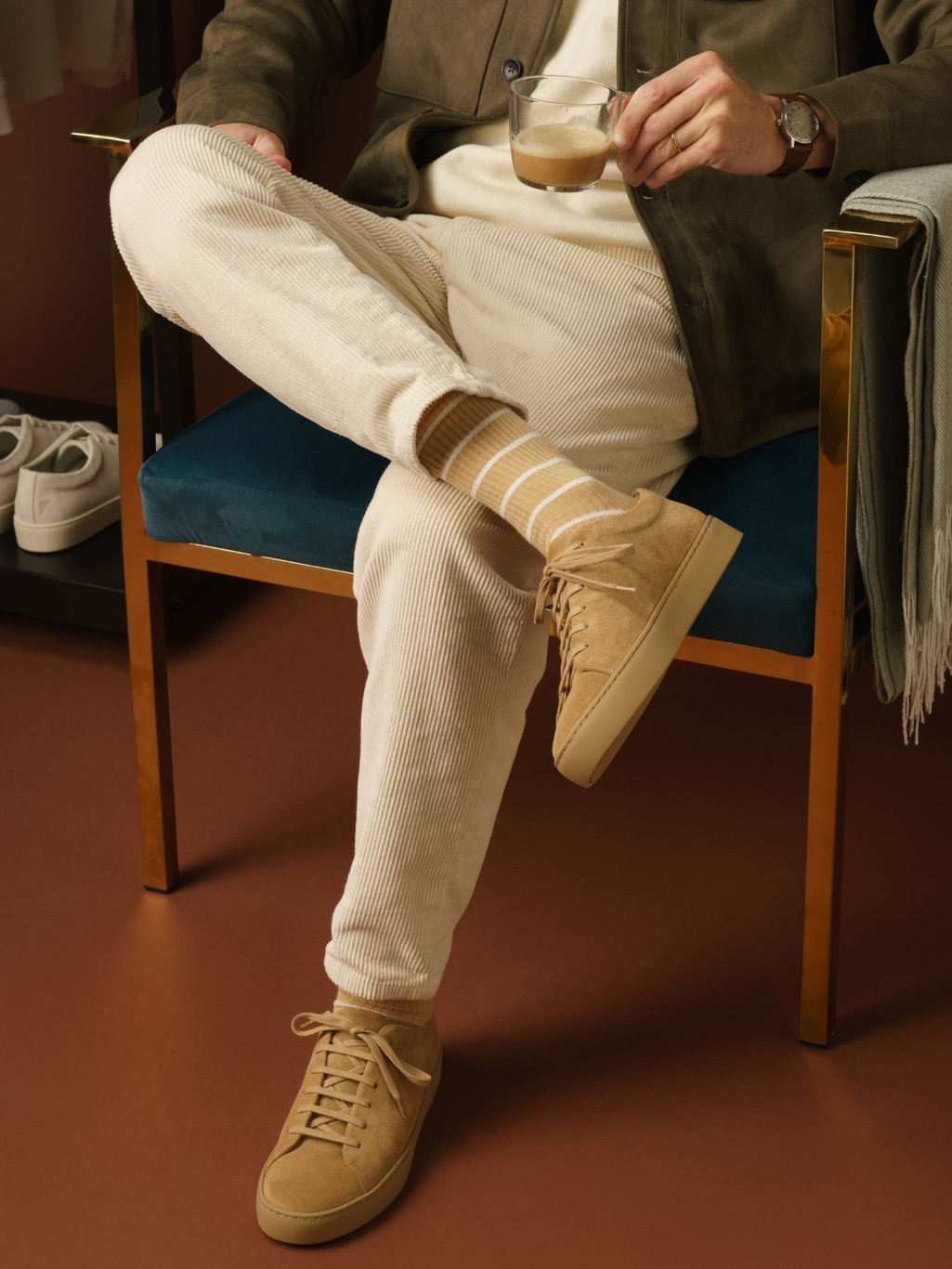 Casual Suede Low-Top Sneakers In Tan